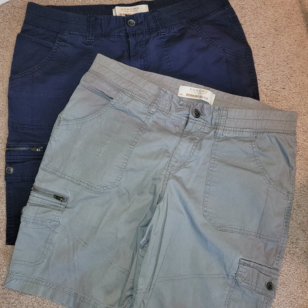 Sonoma Women's Cargo Shorts - Navy and Gray